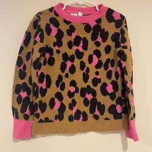 GAP Pink and Brown Leopard Print Sweater